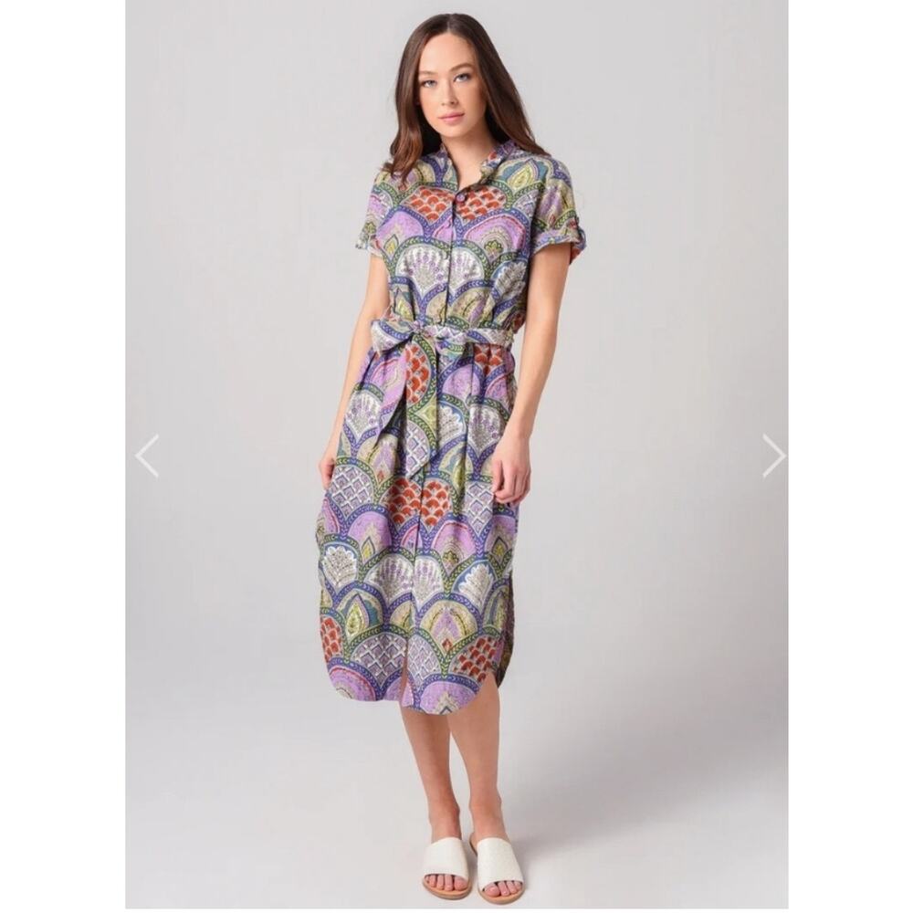 Aish Marine Cotton Shirt Dress Size X Small